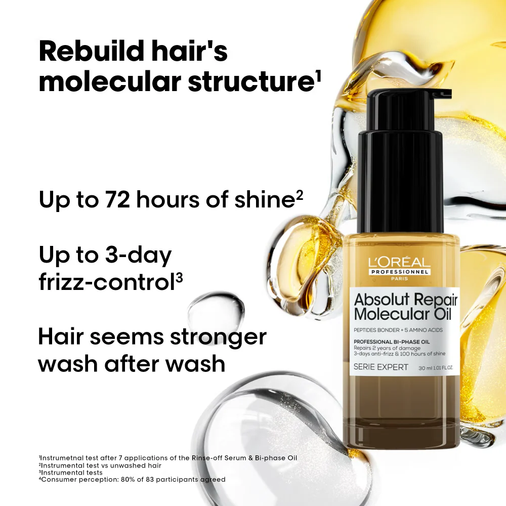 L'Oreal Professionnel Serie Expert Absolut Repair Molecular Bi-Phase Oil 30ml - Image 2
