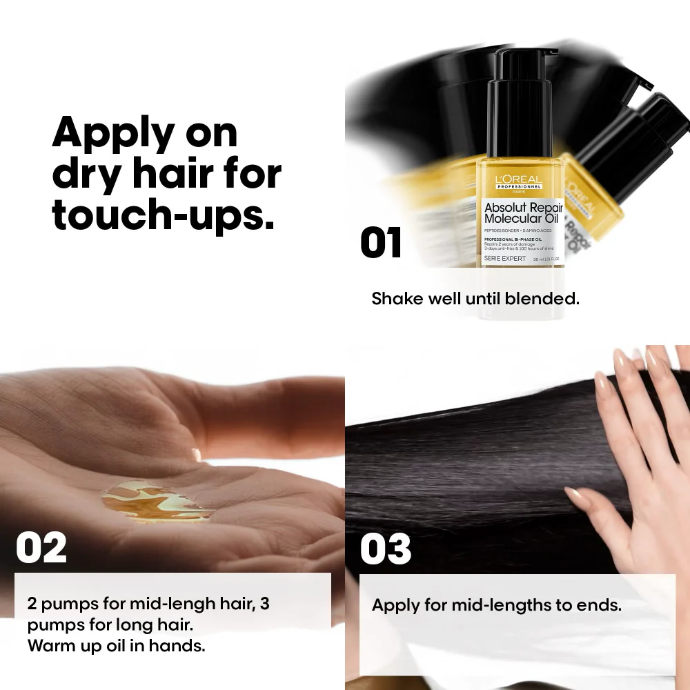 L'Oreal Professionnel Serie Expert Absolut Repair Molecular Bi-Phase Oil 30ml - Image 6