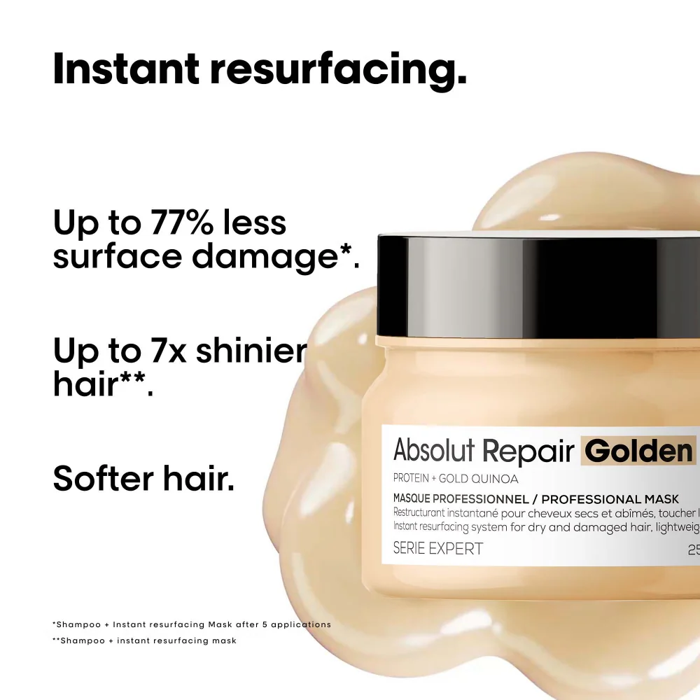 L'Oreal Professionnel Serie Expert Absolut Repair Protein + Gold Quinoa Golden Resurfacing Mask 250ml - Image 2