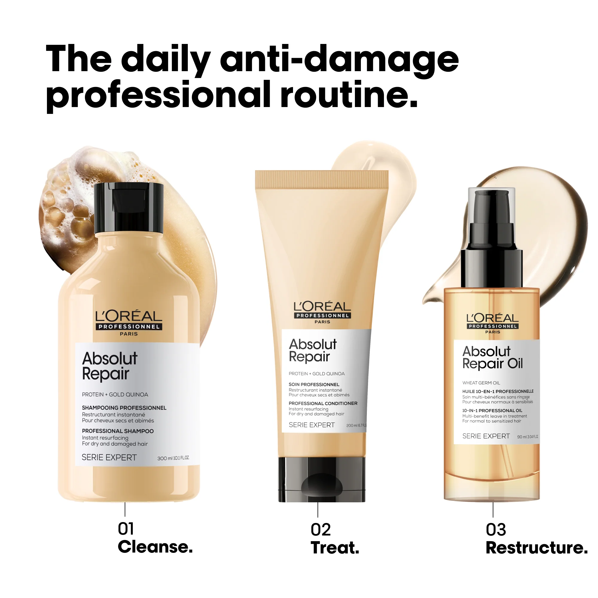 L'Oreal Professionnel Serie Expert Absolut Repair Protein + Gold Quinoa Instant Resurfacing Conditioner 200ml - Image 4