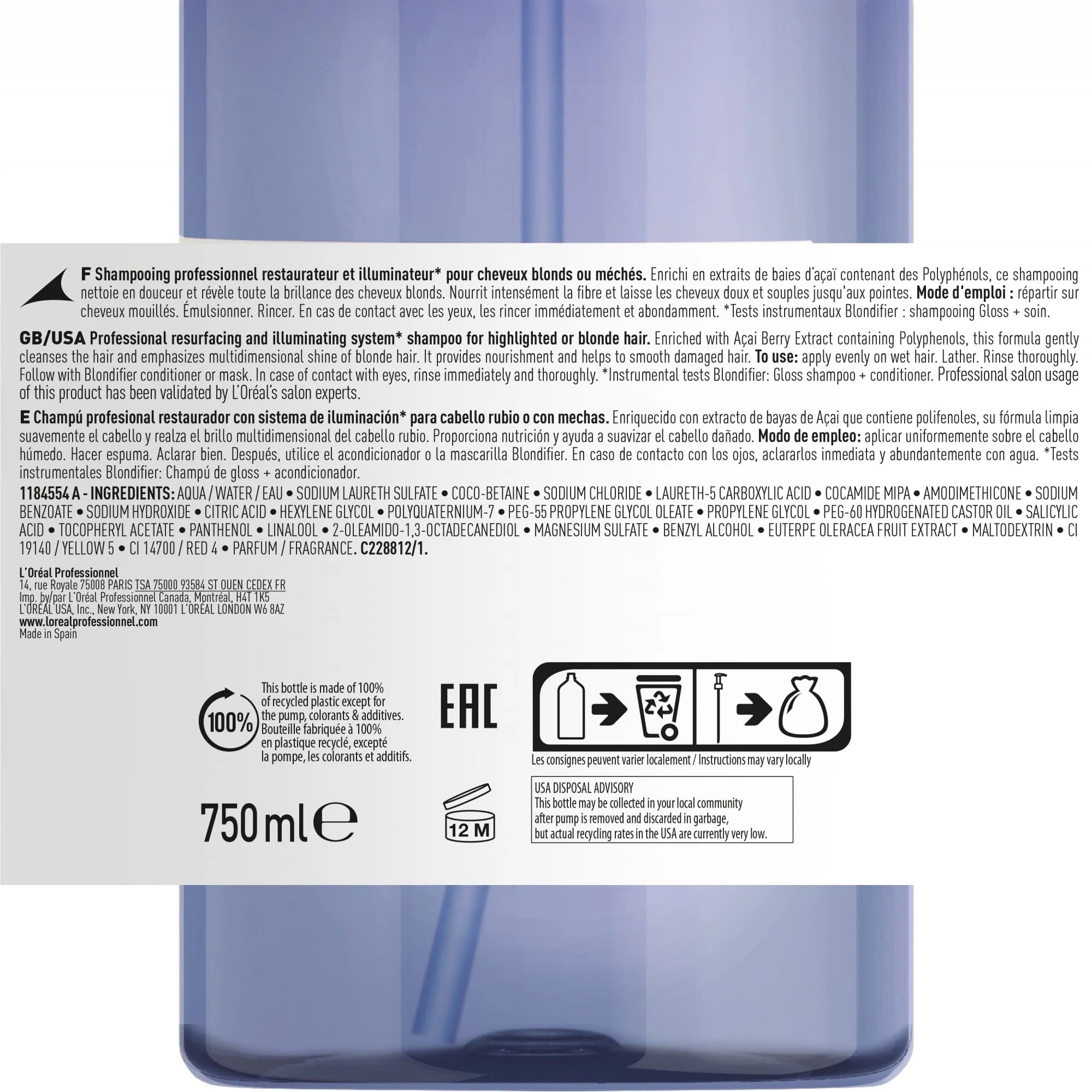 L'Oreal Professionnel Serie Expert Blondifier Gloss Resurfacing + Illuminating Shampoo 1500ml - Image 5