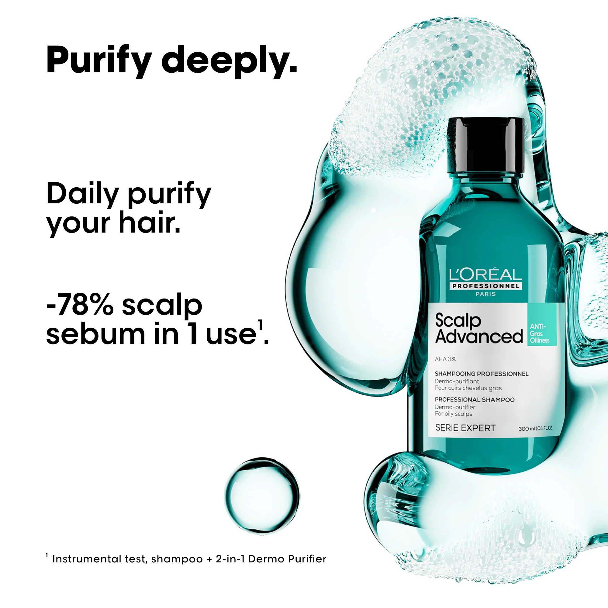 L'Oreal Professionnel Serie Expert Scalp Advanced Anti-Oiliness Dermo-Purifier Shampoo 300ml - Image 2