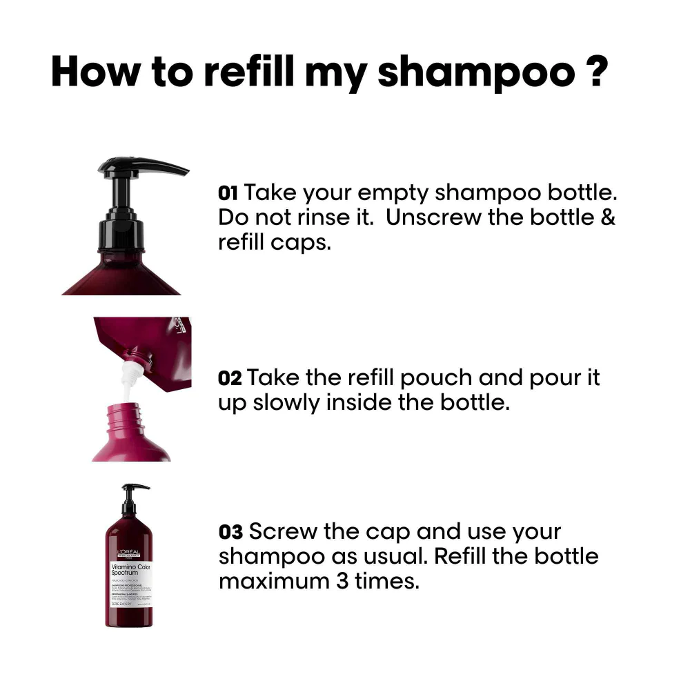 L'Oreal Professionnel Serie Expert Vitamino Colour Spectrum Shampoo Refill Pouch 1000ml - Image 4