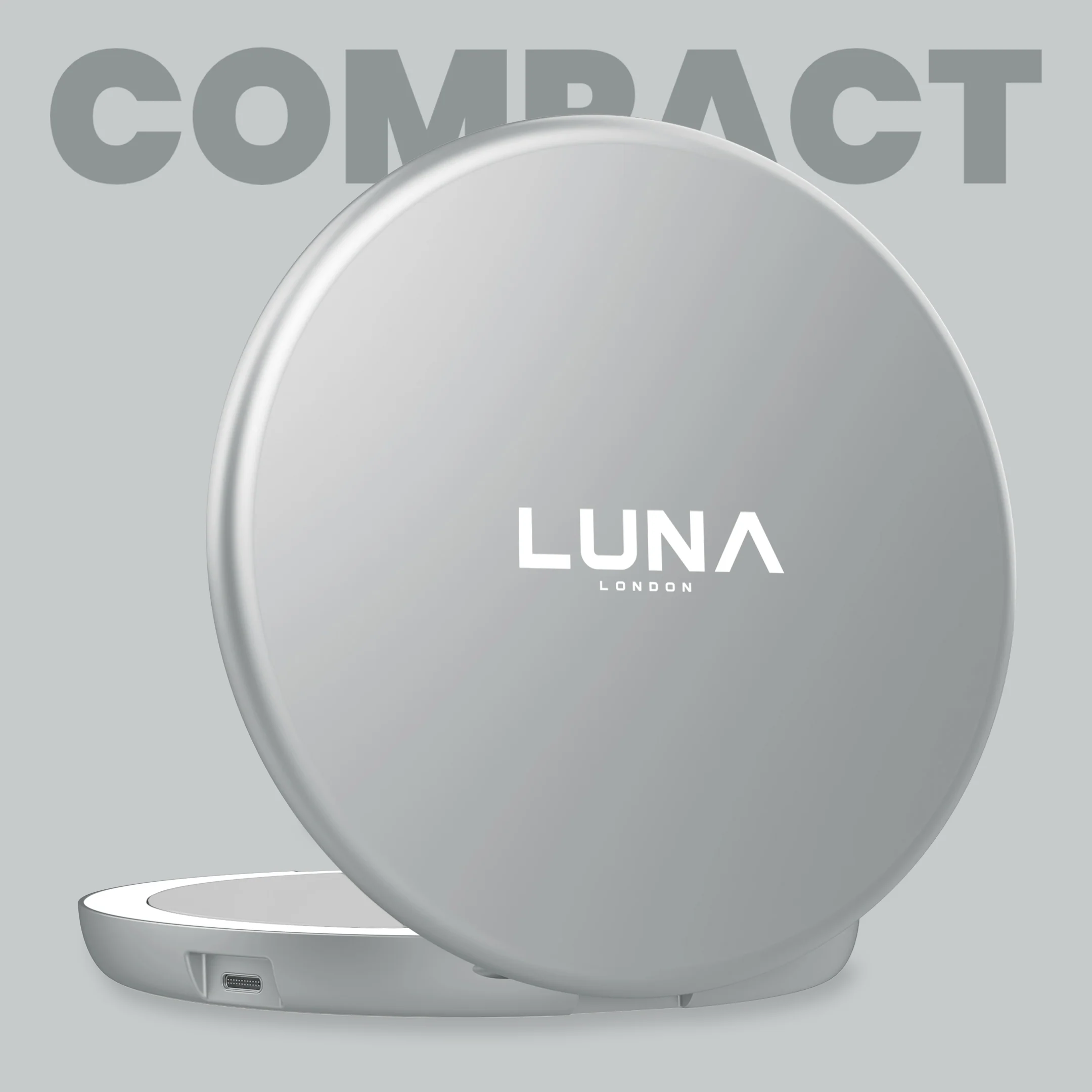 Luna London Compact Mirror Chalk Grey - Image 3