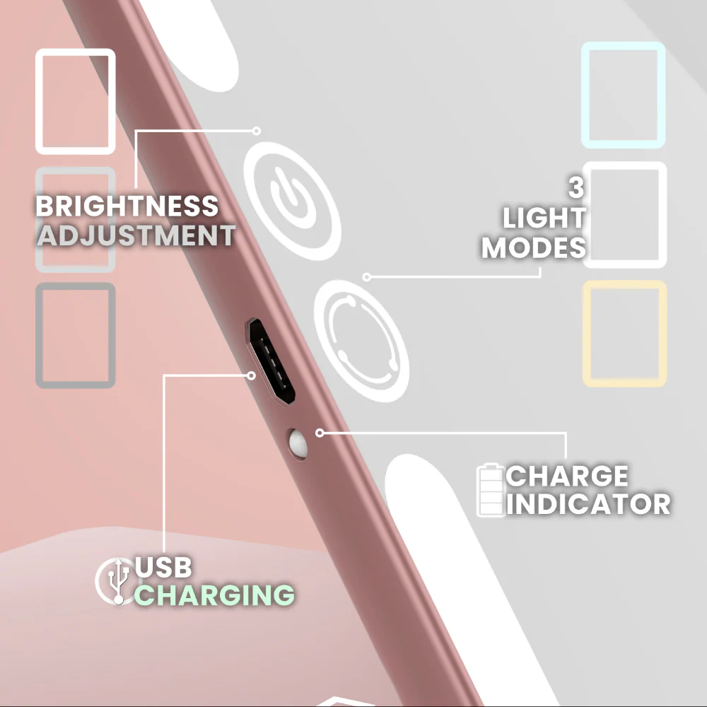 Luna London Eclipse Travel Mirror Rose Gold - Image 3