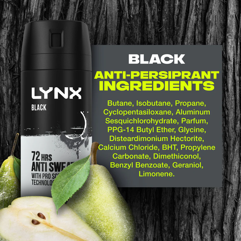 Lynx Black 72h Frozen Pear & Cedarwood Anti-Perspirant Deodorant Spray 150ml - Image 7