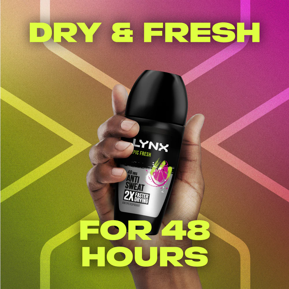 Lynx Epic Fresh 48h Grapefruit & Tropical Pineapple Anti-Perspirant Deodorant Roll-On 50ml - Image 6