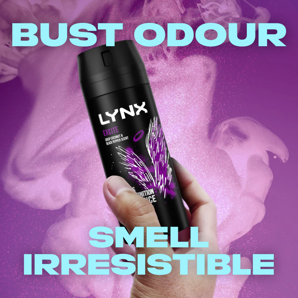 Lynx Excite 48h Crisp Coconut & Black Pepper Deodorant Body Spray 150ml - Image 4