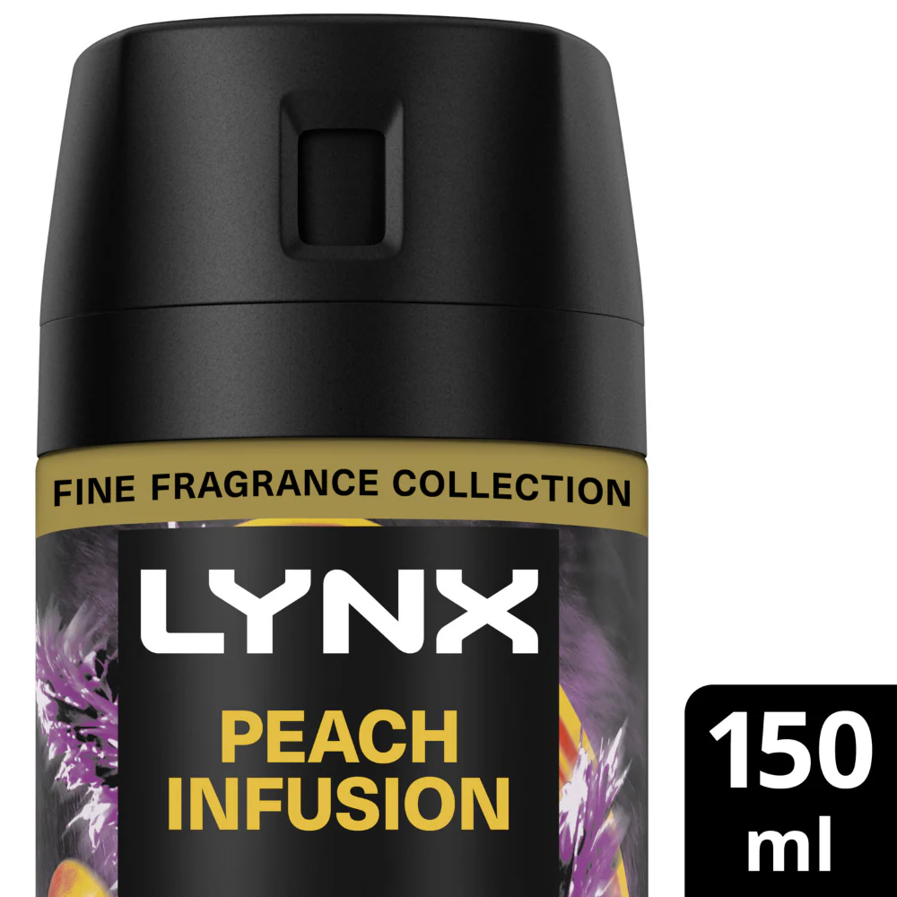 Lynx Fine Fragrance 72h Peach Infusion Patchouli & Amber Premium Deodorant Body Spray 150ml - Image 2