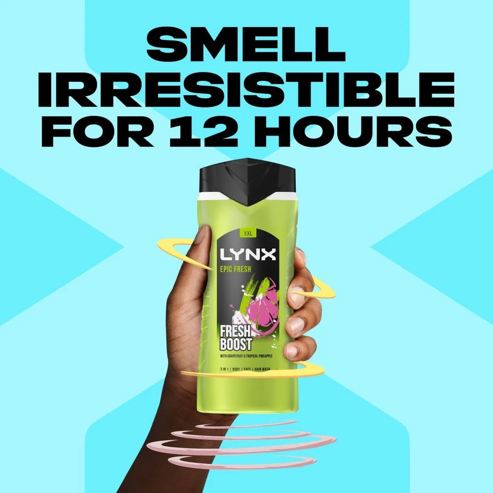Lynx XXL 3 In 1 Epic Fresh Shower Gel 500ml - Image 5