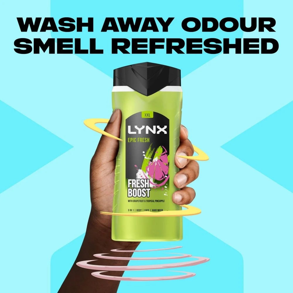 Lynx XXL 3 In 1 Epic Fresh Shower Gel 500ml - Image 6