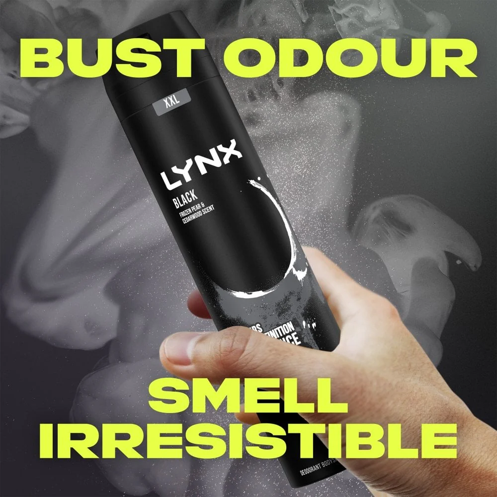 Lynx XXL Black 48h Frozen Pear & Cedarwood Deodorant Body Spray 250ml - Image 5