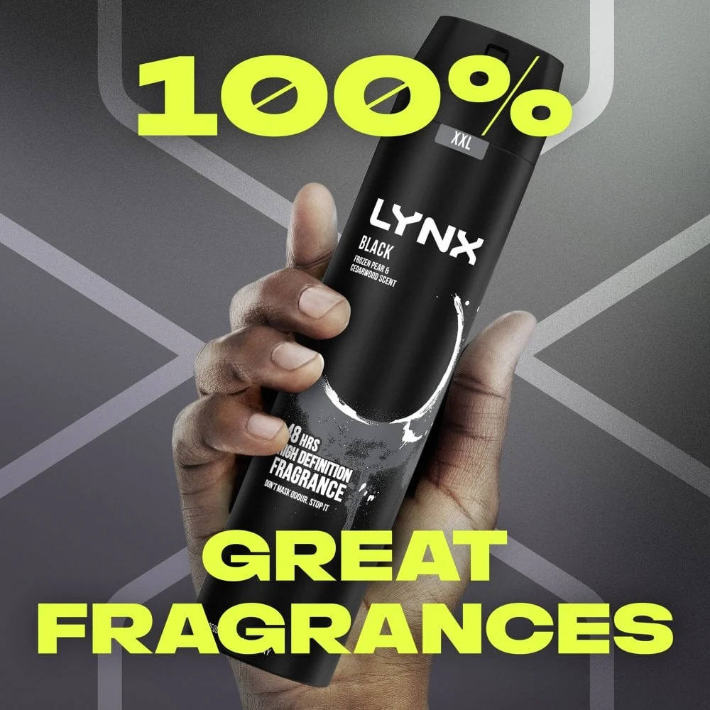 Lynx XXL Black 48h Frozen Pear & Cedarwood Deodorant Body Spray 250ml - Image 7