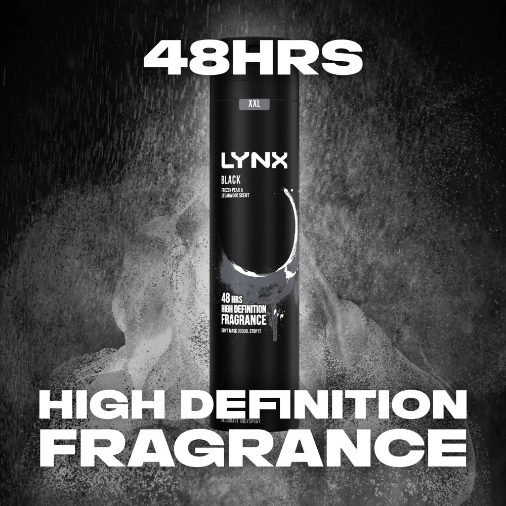 Lynx XXL Black 48h Frozen Pear & Cedarwood Deodorant Body Spray 250ml - Image 8