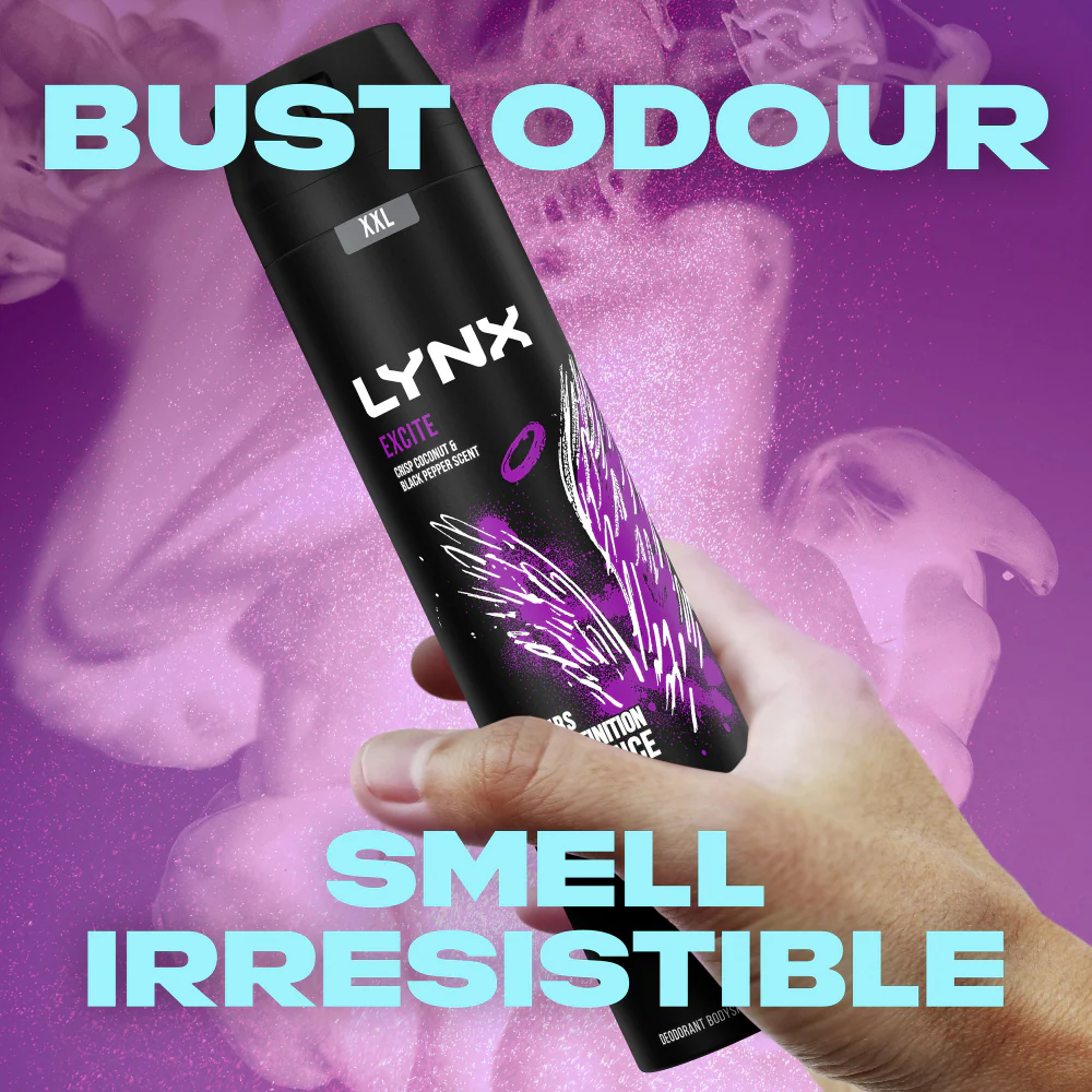 Lynx XXL Excite 48h Crisp Coconut & Black Pepper Deodorant Body Spray 250ml - Image 4