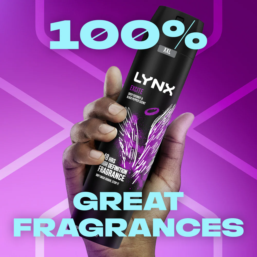 Lynx XXL Excite 48h Crisp Coconut & Black Pepper Deodorant Body Spray 250ml - Image 6