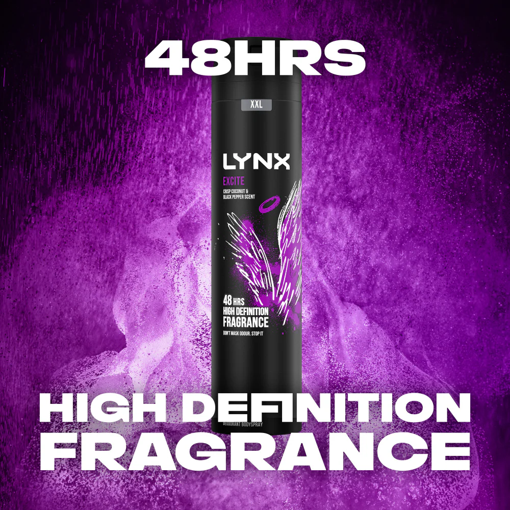 Lynx XXL Excite 48h Crisp Coconut & Black Pepper Deodorant Body Spray 250ml - Image 7