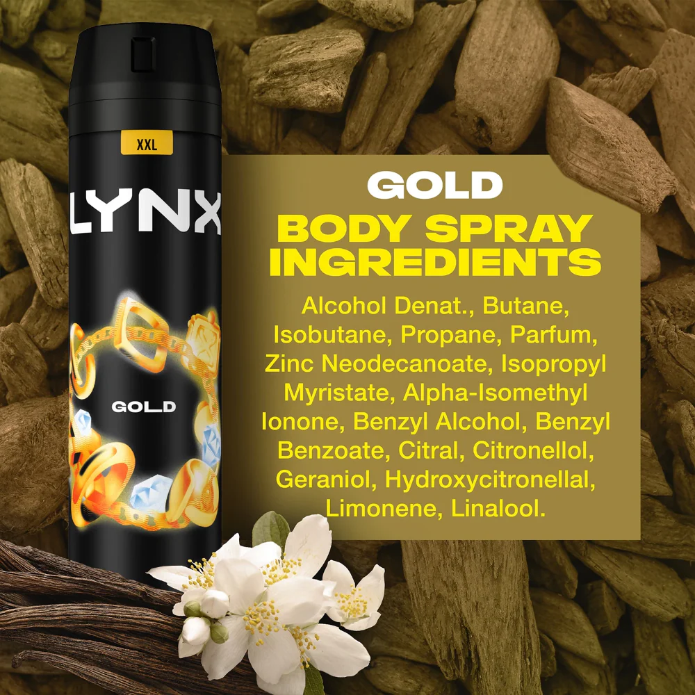 Lynx XXL Gold 48h Oudwood & Fresh Vanilla Deodorant Body Spray 250ml - Image 2