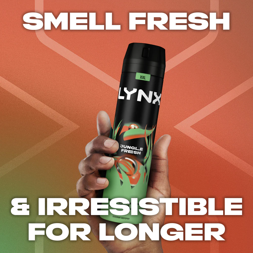 Lynx XXL Jungle Fresh 48h Palm Leaves & Amber Deodorant Body Spray 250ml - Image 3