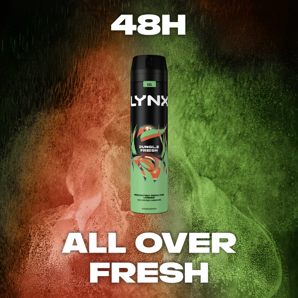 Lynx XXL Jungle Fresh 48h Palm Leaves & Amber Deodorant Body Spray 250ml - Image 5
