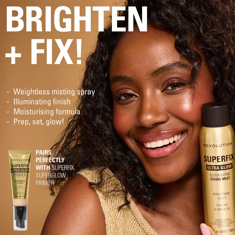Makeup Revolution Superfix Ultra Glow Illuminating Fixing Mist 150ml - Image 5