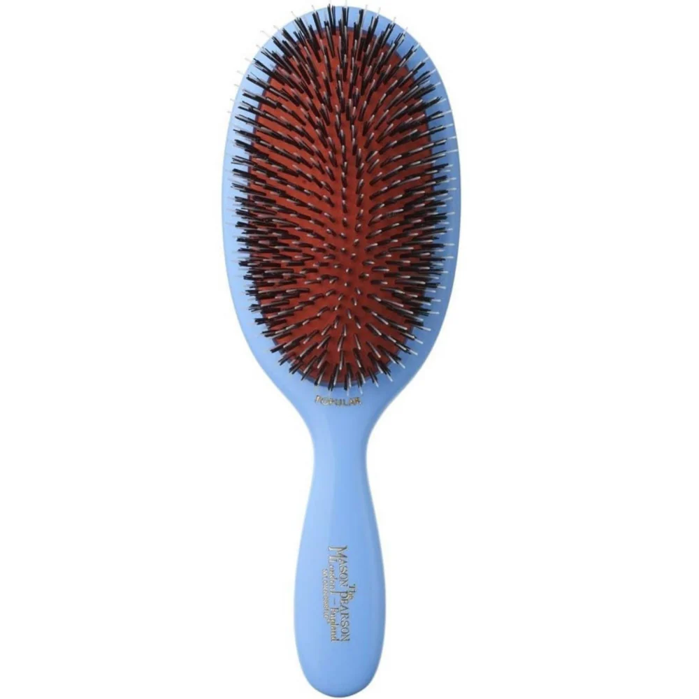 Mason Pearson Popular Bristle & Nylon Hairbrush Blue BN1 - Image 3