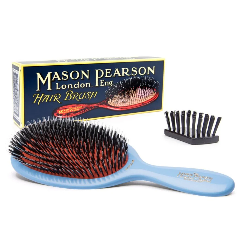 Mason Pearson Popular Bristle & Nylon Hairbrush Blue BN1 - Image 4