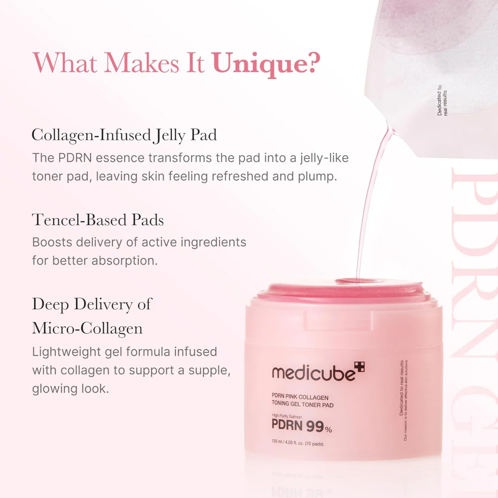 Medicube PDRN Pink Collagen Gel Toner Pads x70 - Image 4