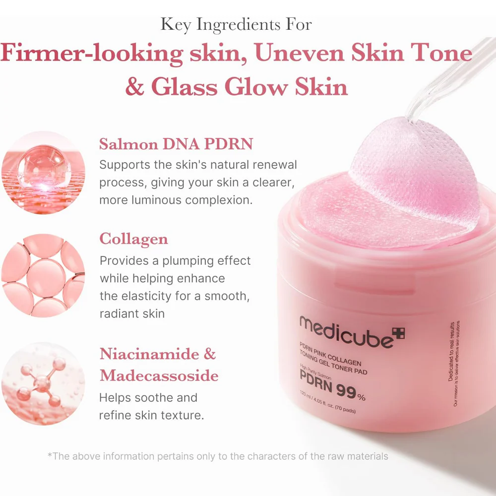 Medicube PDRN Pink Collagen Gel Toner Pads x70 - Image 5