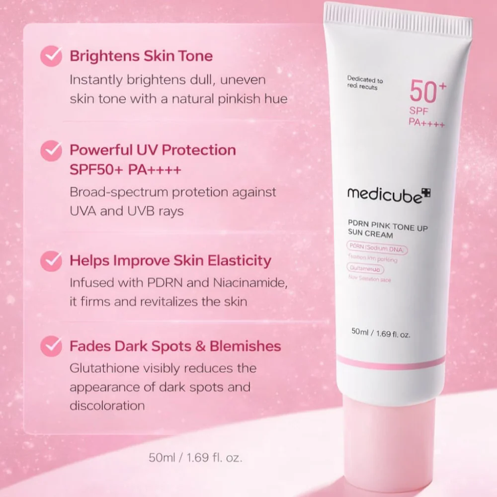 Medicube PDRN Pink Tone Up Sun Cream PA++++ SPF50+ 50ml - Image 2