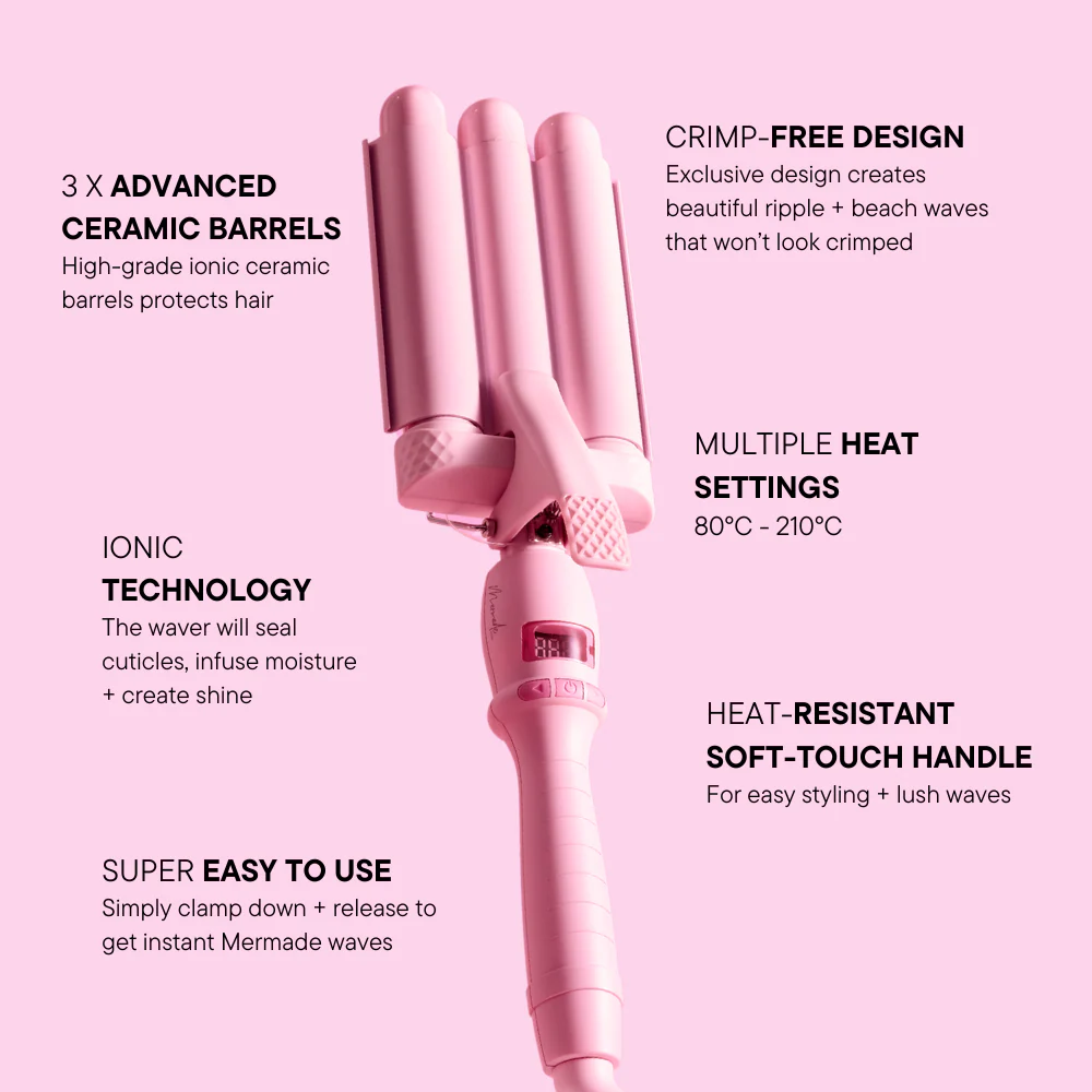 Mermade Hair Mini Pro Waver Pink 25mm - Image 7