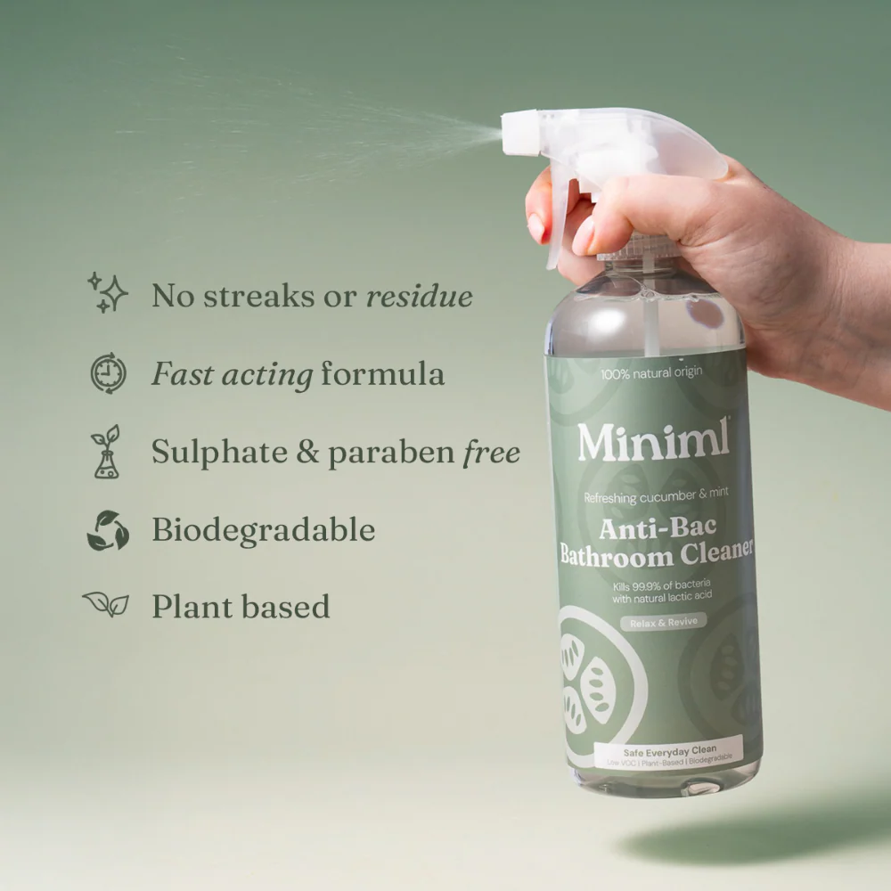 Miniml Anti-Bacterial Bathroom Cleaner Cucumber & Mint 750ml - Image 3