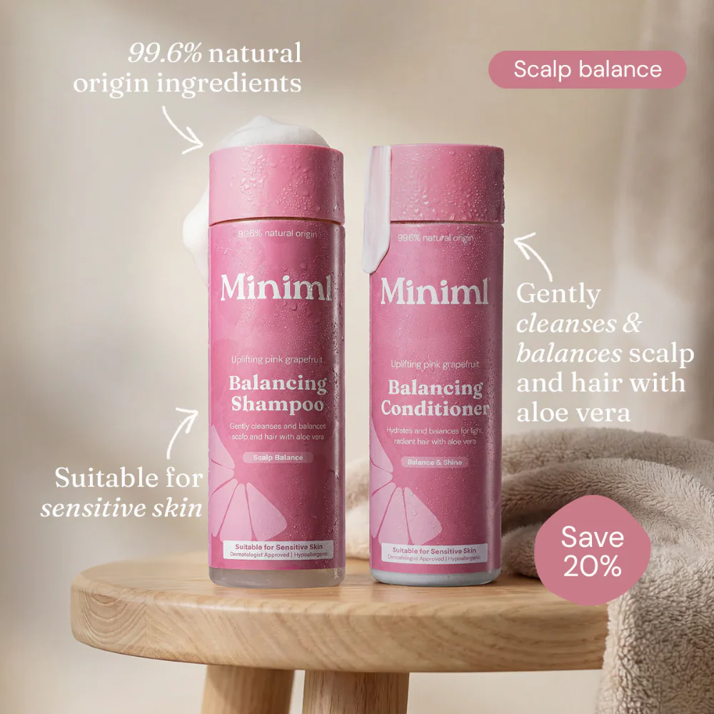 Miniml Balancing Shampoo & Conditioner Uplifting Pink Grapefruit Twin 2 x 400ml - Image 2