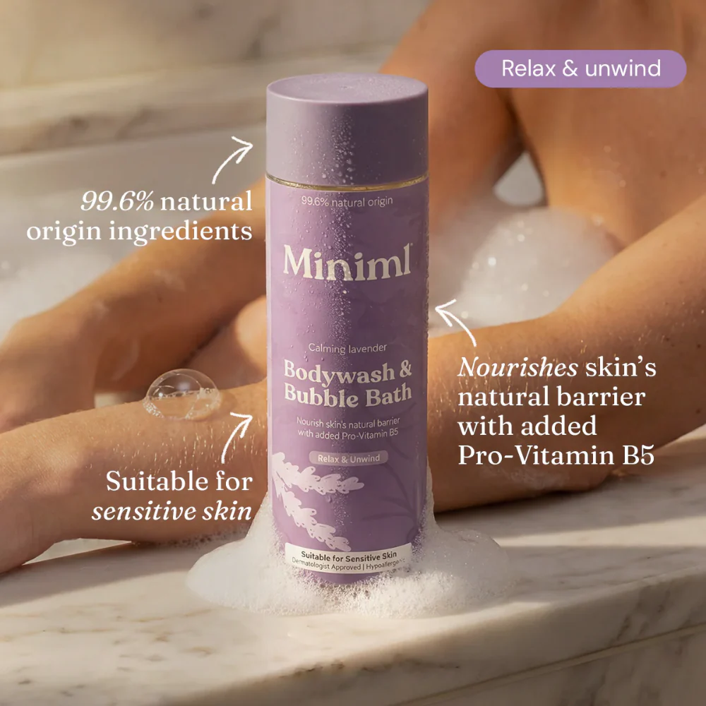 Miniml Body Wash & Bubble Bath Calming Lavender 400ml - Image 2