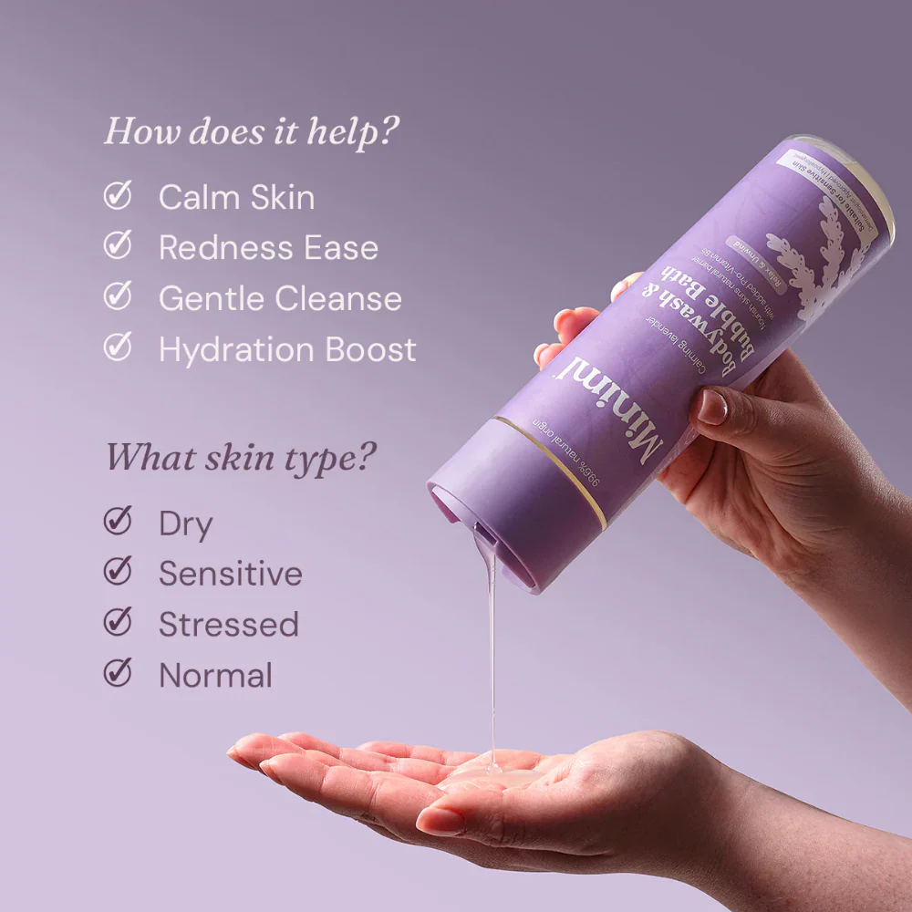 Miniml Body Wash & Bubble Bath Calming Lavender 400ml - Image 3