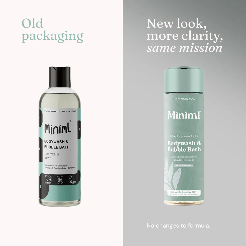 Miniml Body Wash & Bubble Bath Refreshing Tea Tree & Mint 400ml - Image 4