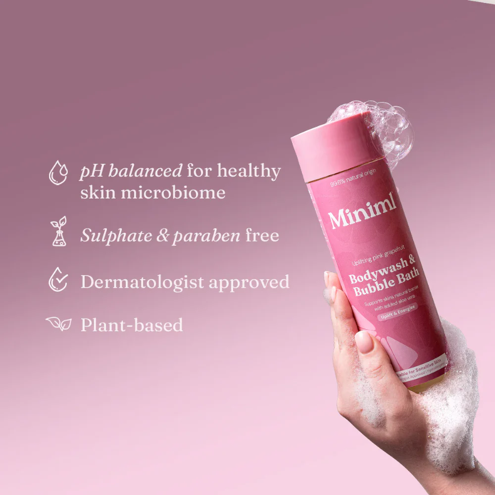 Miniml Body Wash & Bubble Bath Uplifting Pink Grapefruit 400ml - Image 4