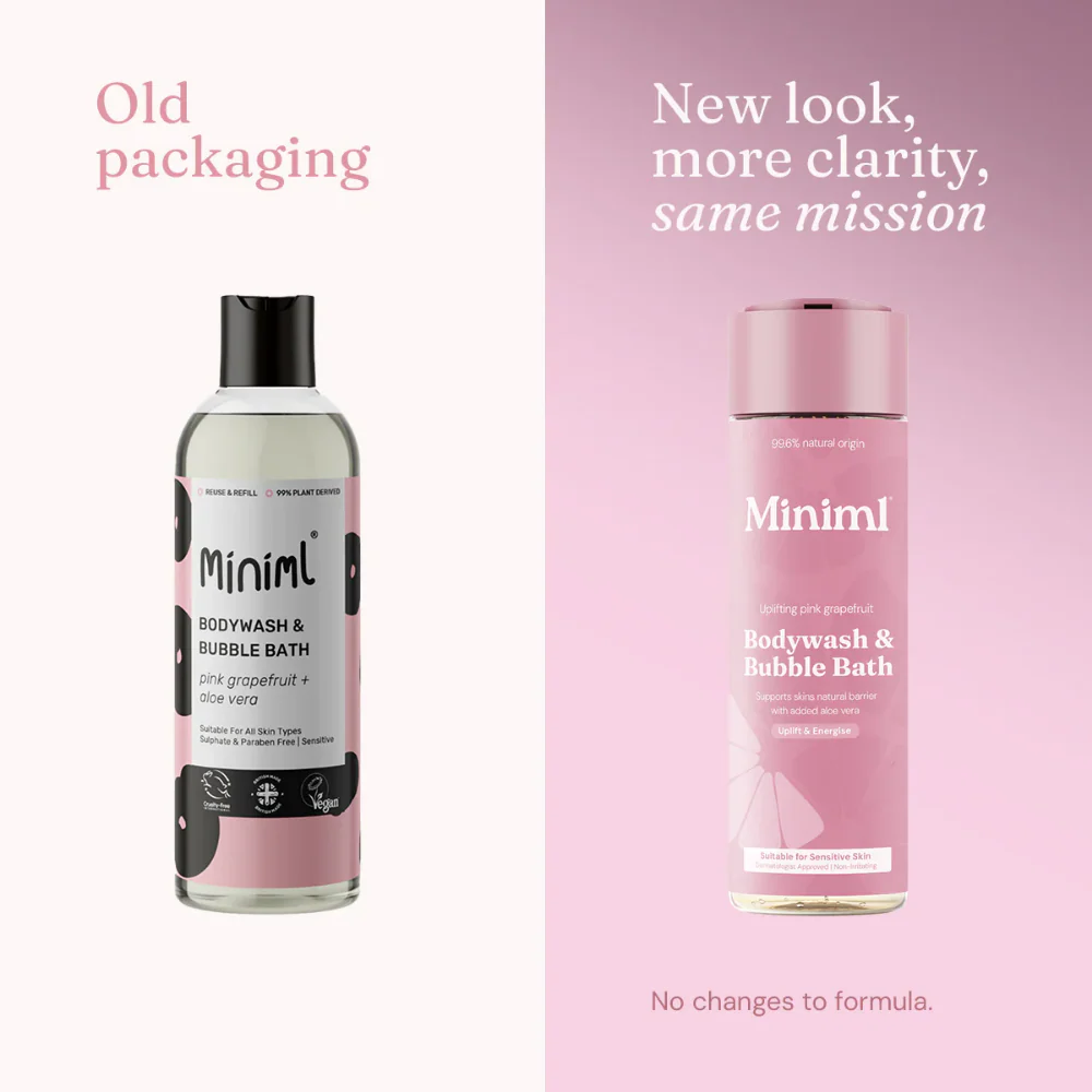 Miniml Body Wash & Bubble Bath Uplifting Pink Grapefruit 400ml - Image 5
