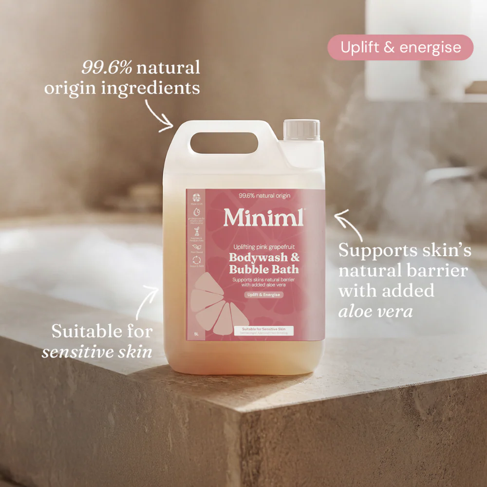 Miniml Eco-Friendly Body Wash & Bubble Bath Pink Grapefruit + Aloe Vera 5000ml - Image 2
