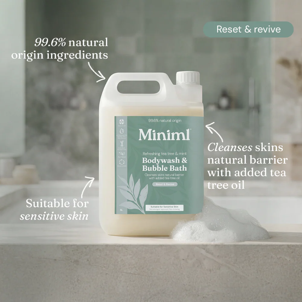 Miniml Eco-Friendly Body Wash & Bubble Bath Tea Tree + Mint 5000ml - Image 2