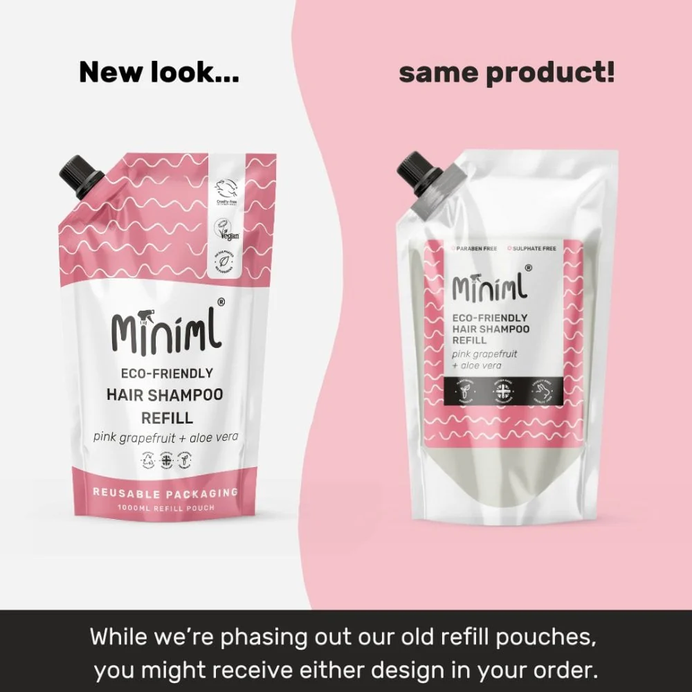 Miniml Eco-Friendly Hair Shampoo Pink Grapefruit + Aloe Vera 1000ml - Image 2