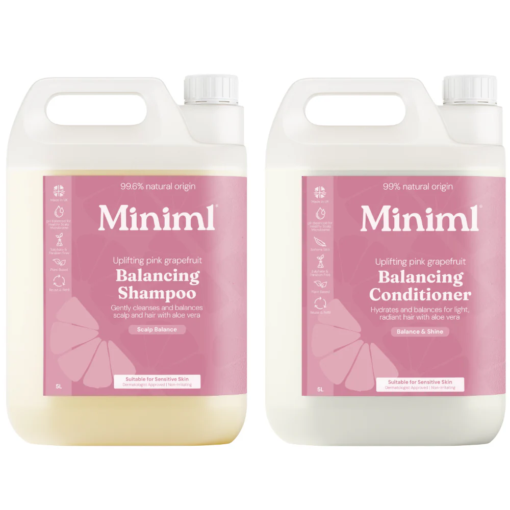 Miniml Eco-Friendly Pink Grapefruit + Aloe Vera Hair Shampoo & Conditioner Twin 2 x 5000ml