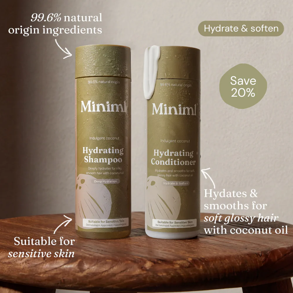 Miniml Hydrating Shampoo & Conditioner Indulgent Coconut Twin 2 x 400ml - Image 2
