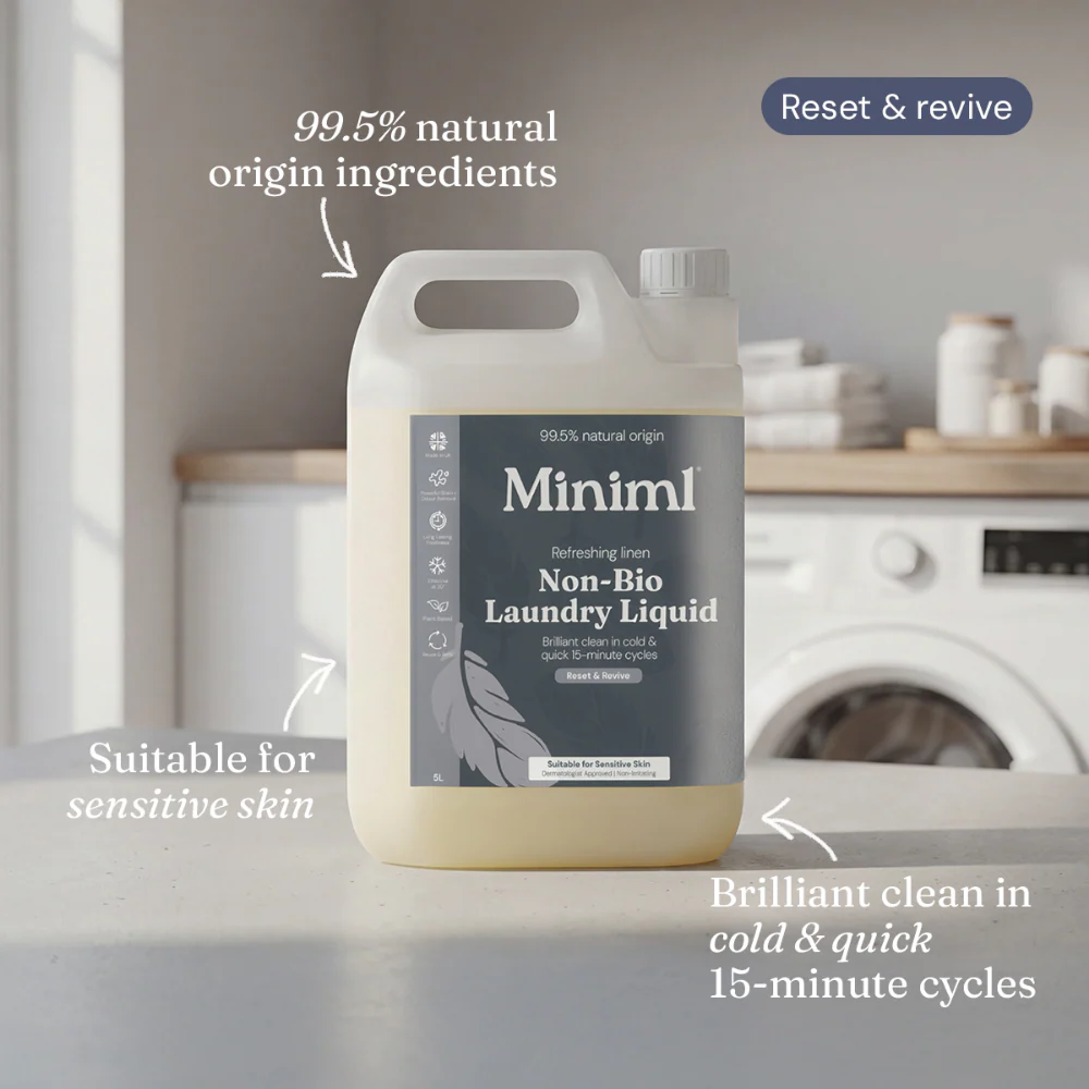 Miniml Non-Bio Laundry Liquid Fresh Linen 5000ml - Image 2