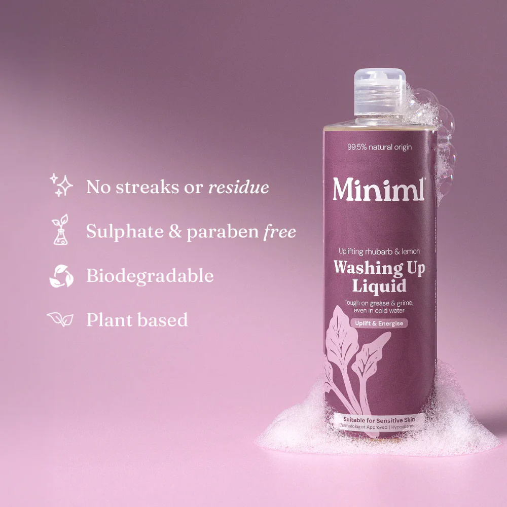 Miniml Washing Up Liquid Uplifting Rhubarb & Lemon 400ml - Image 3