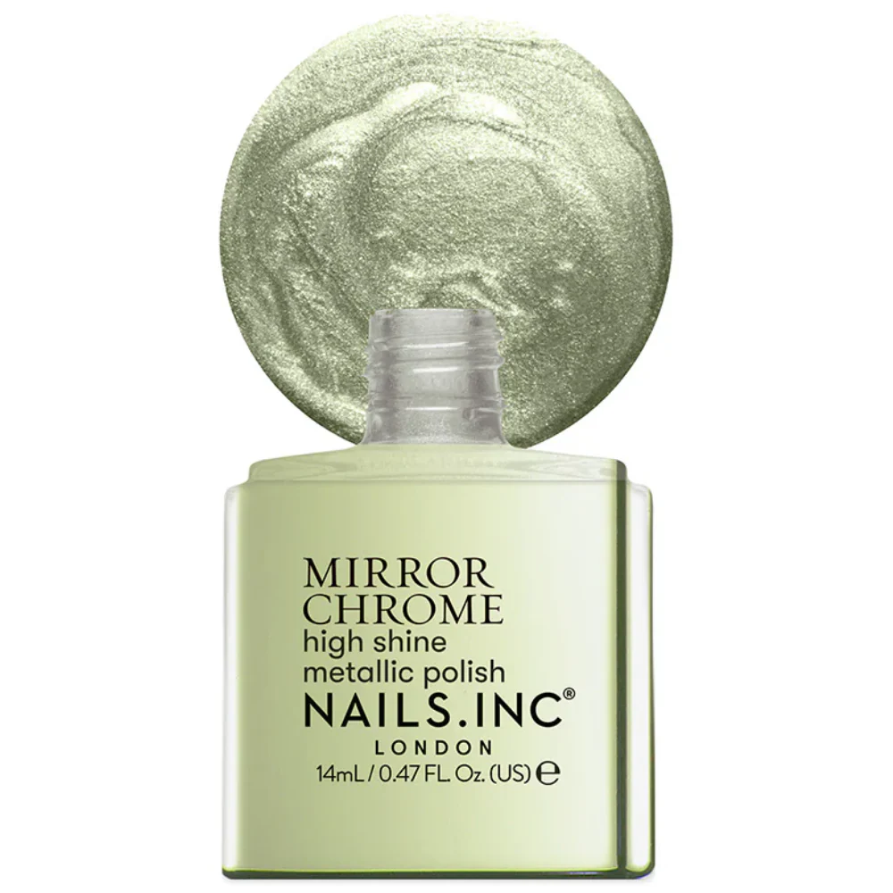 Nails Inc. Mirror Chrome High Shine Metallic Green Nail Polish 14ml - Image 2