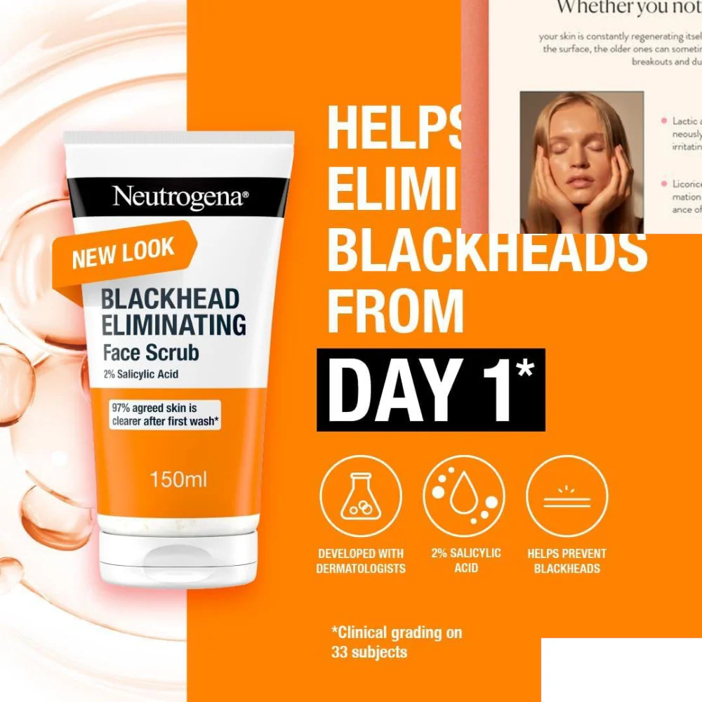 Neutrogena Blackhead Eliminating Facial Scrub 150ml - Image 4