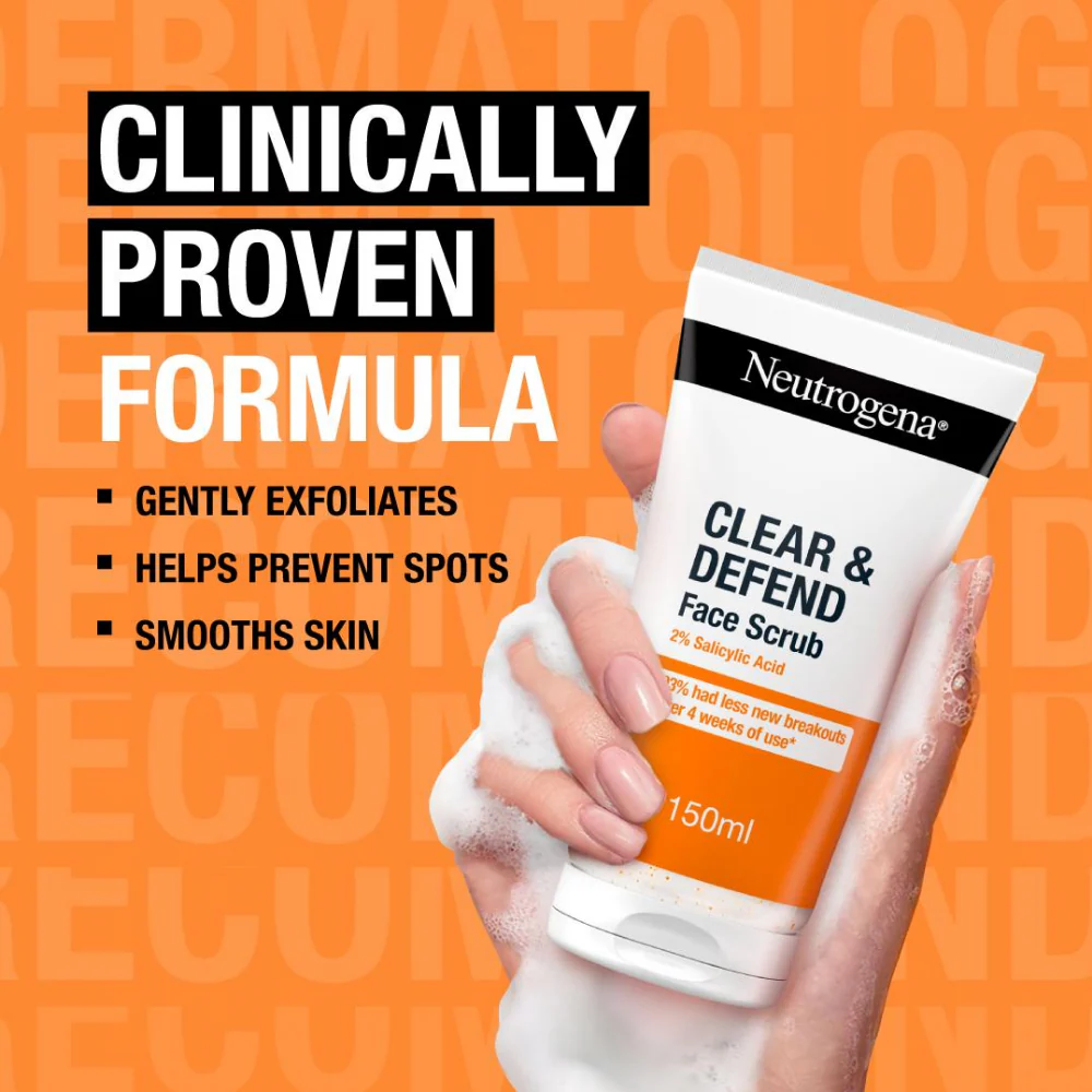 Neutrogena Clear & Defend Facial Scrub 150ml - Image 3