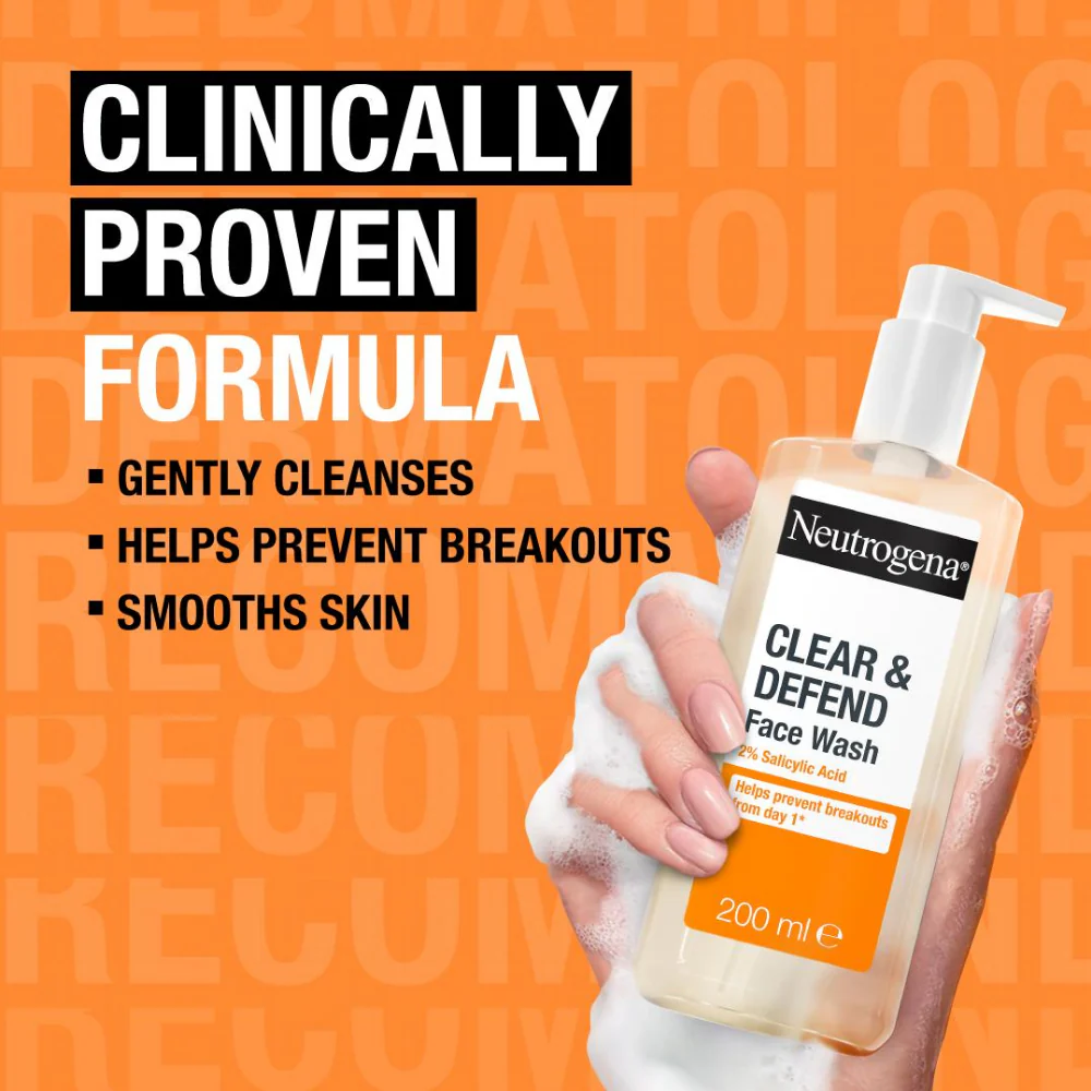 Neutrogena Clear & Defend Facial Wash 200ml - Image 2