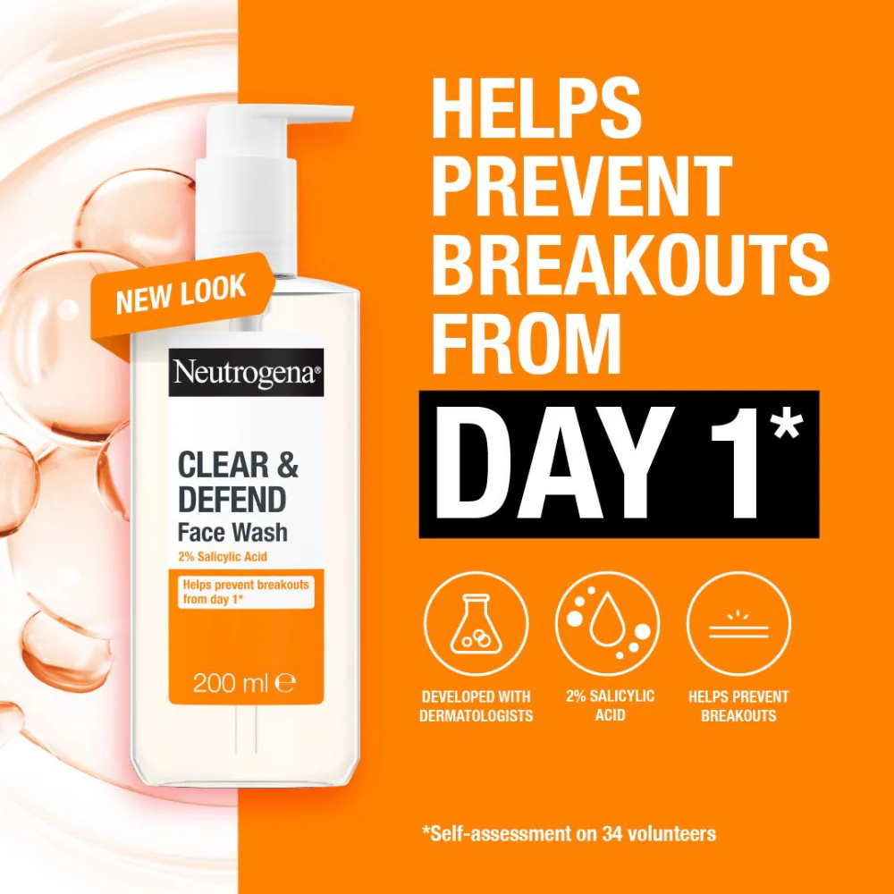 Neutrogena Clear & Defend Facial Wash 200ml - Image 4